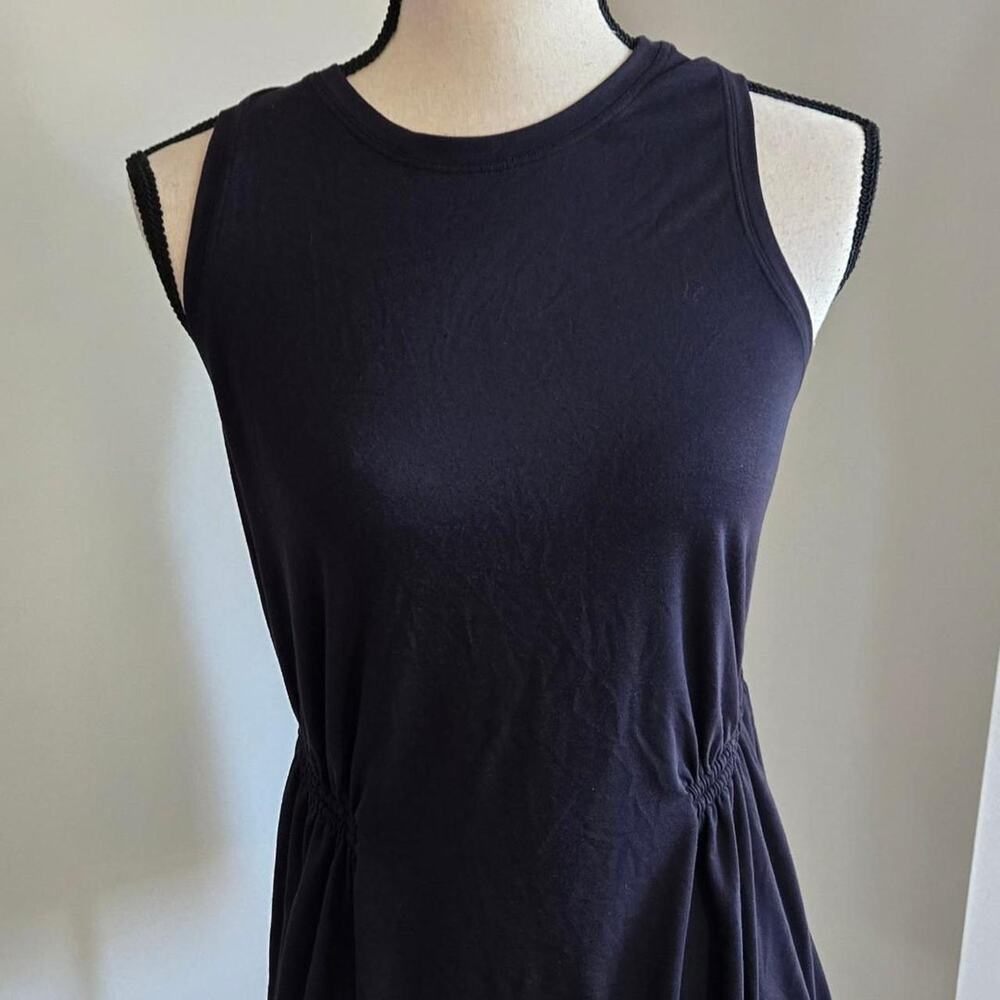 athleta black cinched long tank top small.